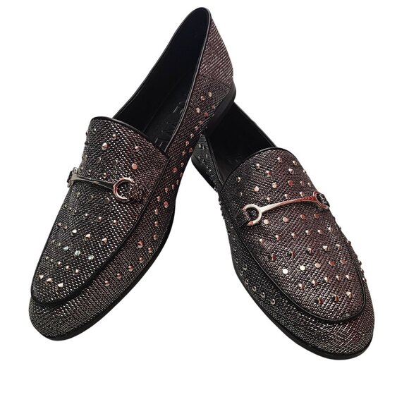Nine West Westoy Black & Silver Studded Loafers Size 9M - Picture 1 of 12